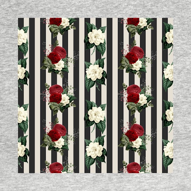 Red roses on Black and Grey Stripes by allthumbs